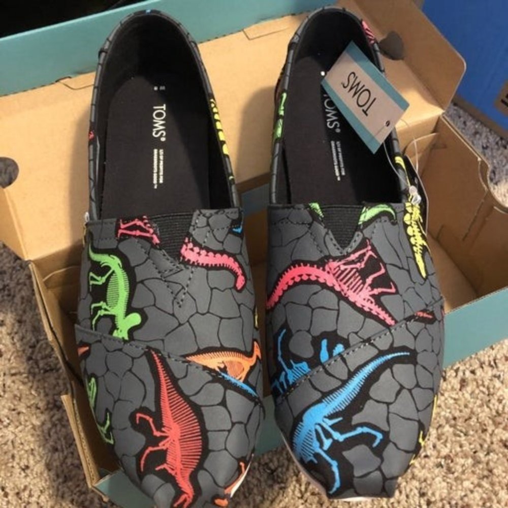 TOMS Glow in the Dark Neon Multi Dino Dig Alpargata Size 8